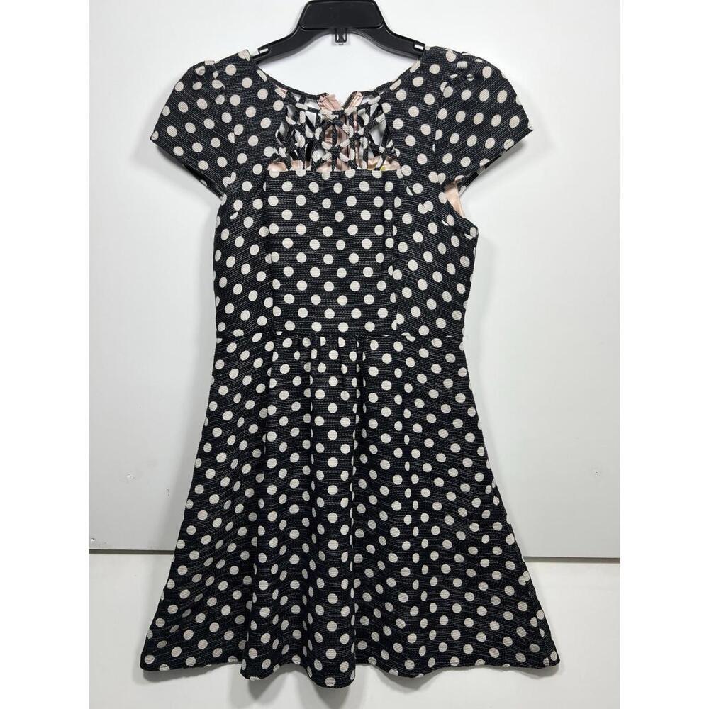 Anthropologie x Maeve Nikola Lattice Dress Polka Dot Size 6 Black White - Picture 2 of 9